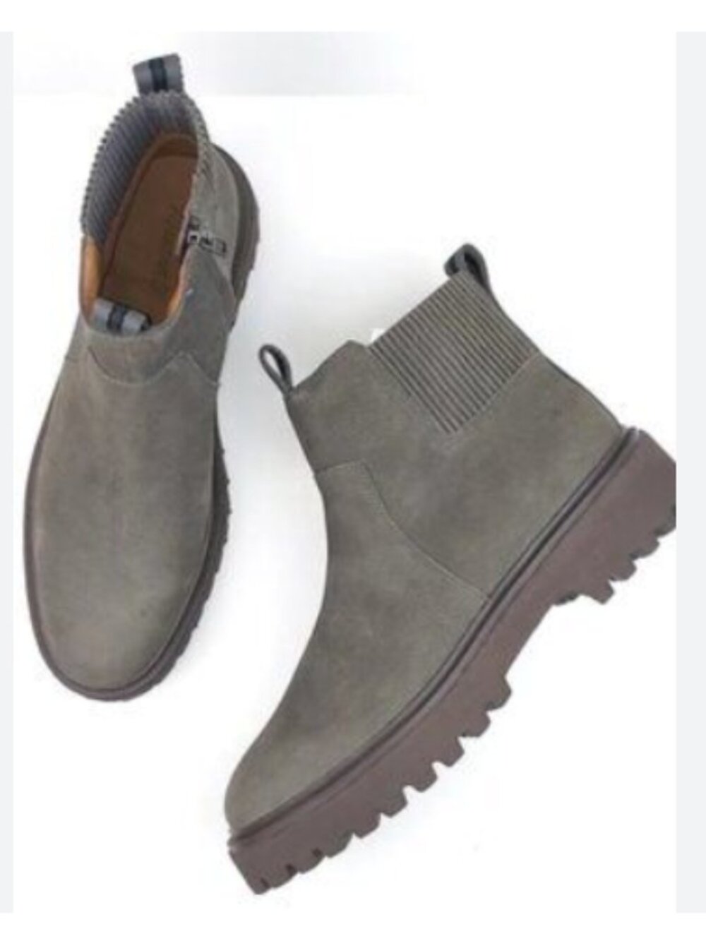 Madewell Henry Chelsea Lug Sole Leather Ankle Boots Dark Gray Size 7